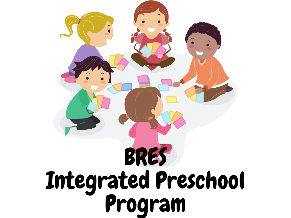 children playing with text that says Bres Integrated Preschool Program