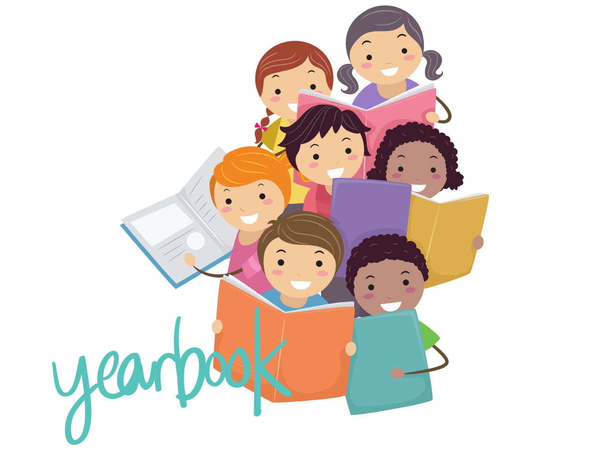 kids reading a yearbook